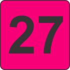 Number Twenty Seven (27) Fluorescent Circle or Square Labels